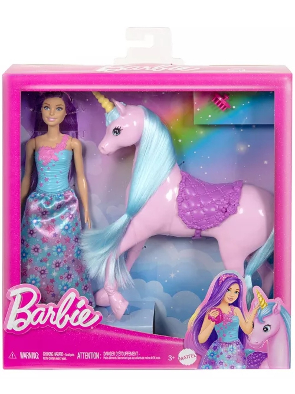 Barbie Doll And Unicorn Play Set Pink & Blue